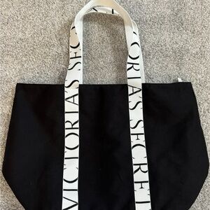 Victoria's Secret Black Tote with White Straps
